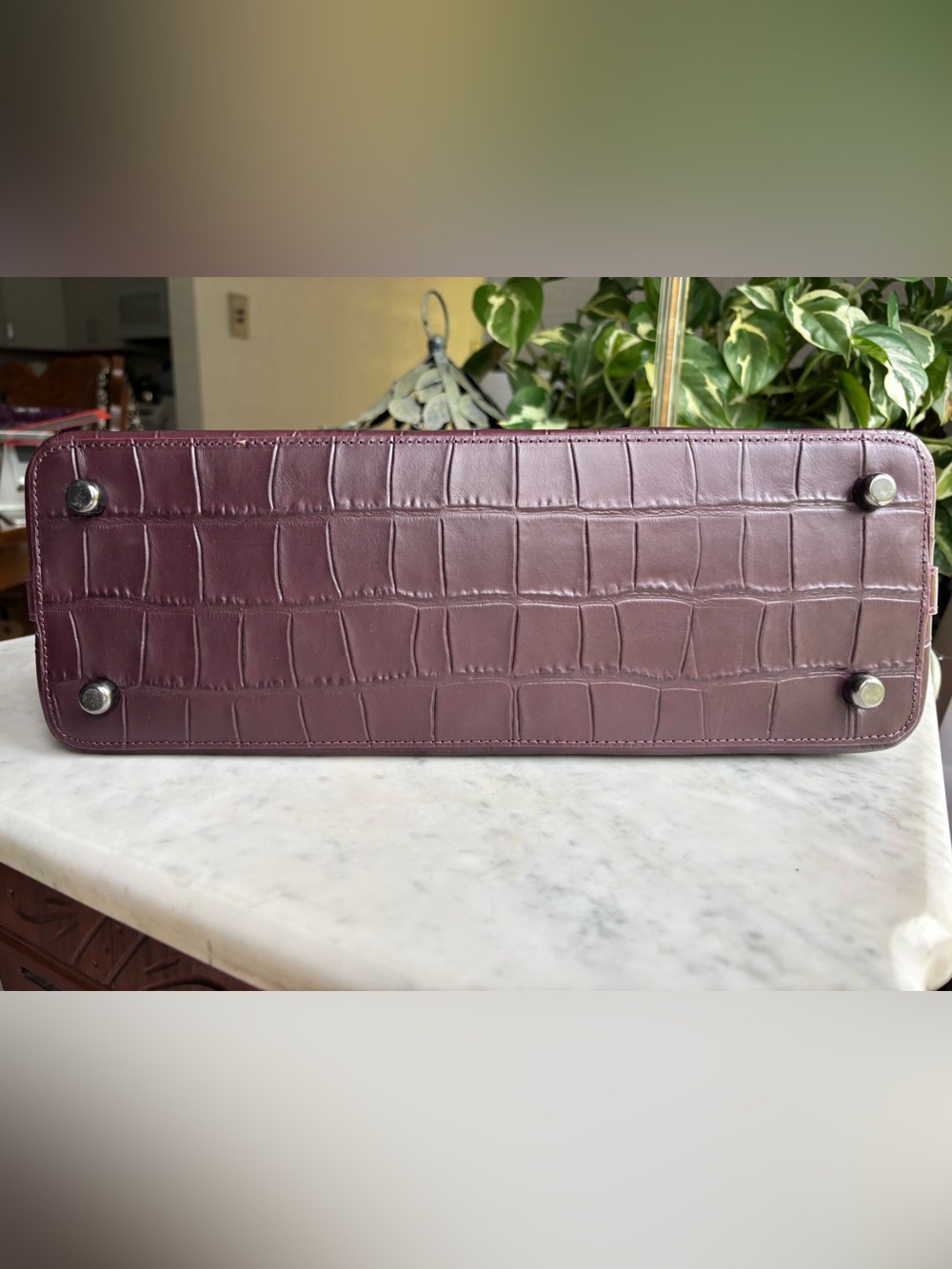 NWT Coach Sierra Burgundy and Brown Signature Dome Satchel with Mixed ExoticTrim - Picture 6 of 16